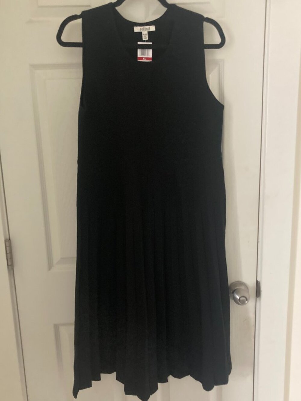 NWT Edited by Remi Bader Black Pleated Knit Midi Dress XL